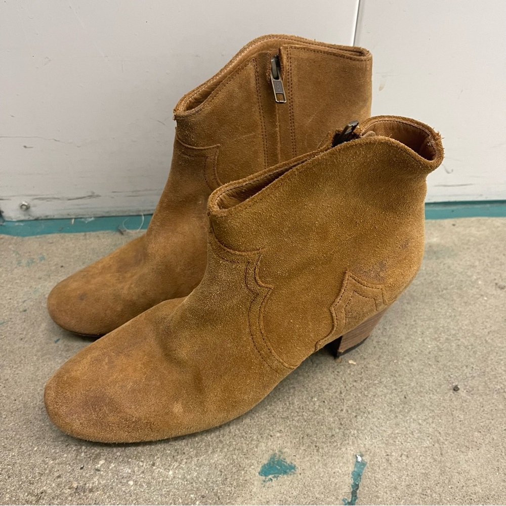 Isabel marant cowboy ankle booties size 8.5/39 tan suede pull on boots